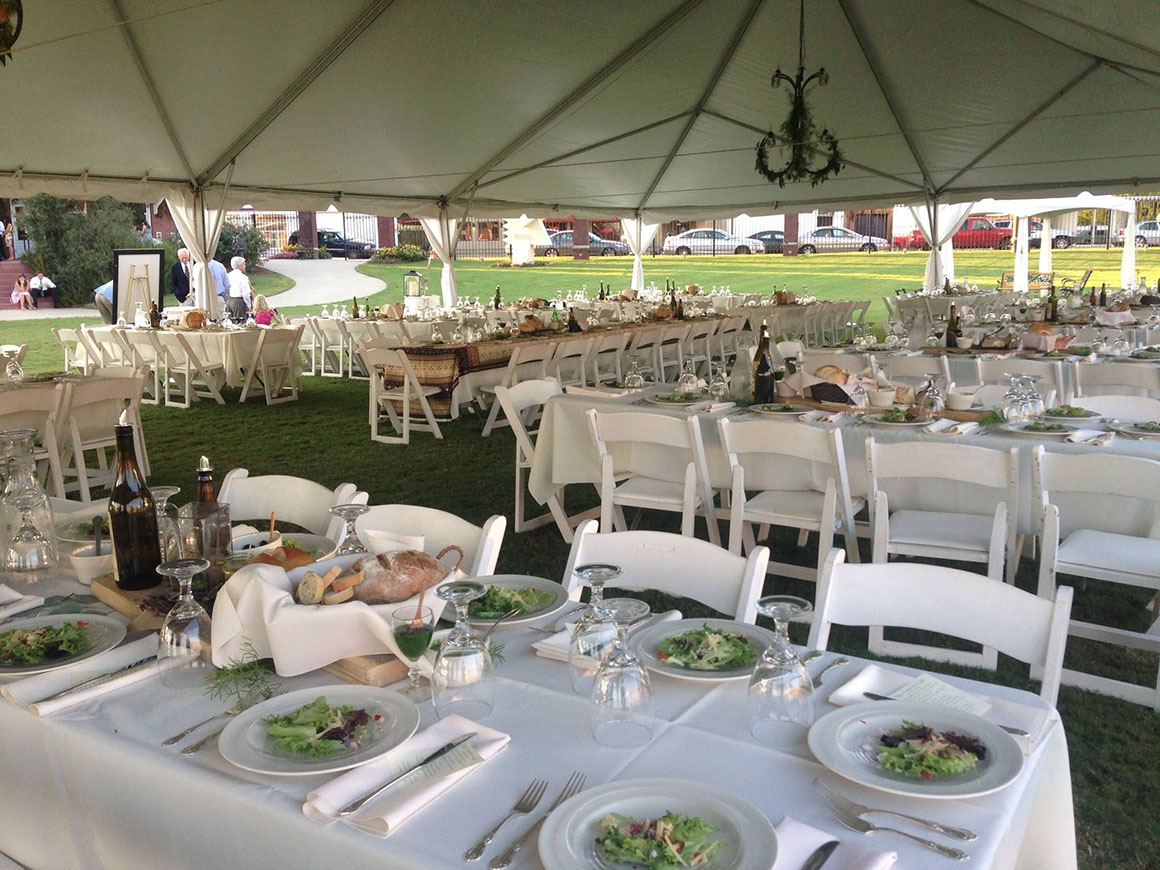 Plated dinner on the lawn